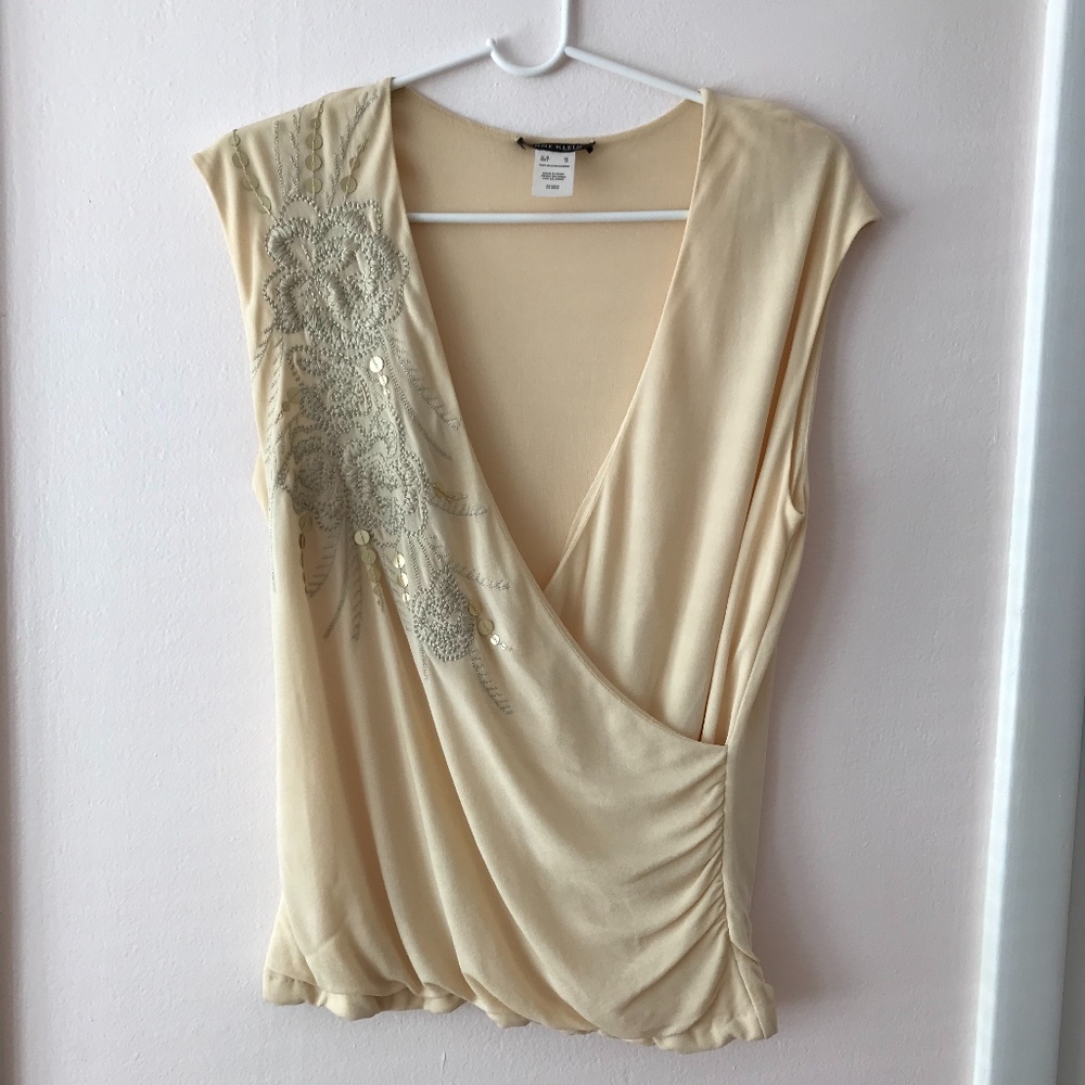 Anne Klein Embroidered Ruched Blouse